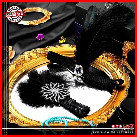 24 Pcs 1920s Flapper Headbands Feather Hair Accessories Party Costume Decor main image 7